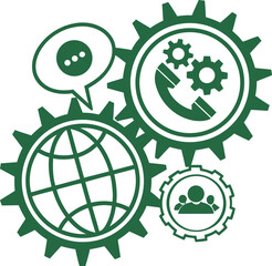 Flat social channel management icon flat green vector illustration