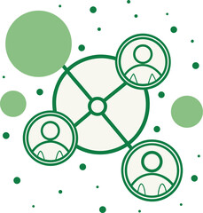Flat social interaction nodes icon minimal green vector illustration