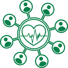 Flat social interaction pulse icon green flat vector illustration