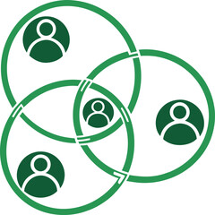 Flat social participation icon minimal green vector illustration