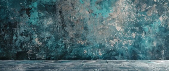 Bright light shines on a textured wall with blue, brown, and orange colors in an indoor space during daytime