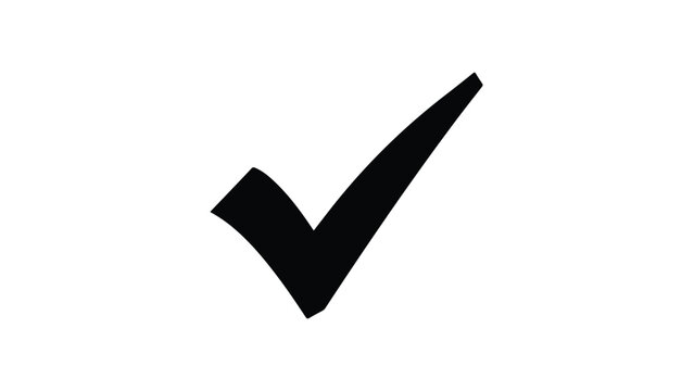 Checkmark symbol icon black and white, tick mark, correct sign, confirmation symbol, approval icon, simple vector graphic for business presentation, web design, and digital communication