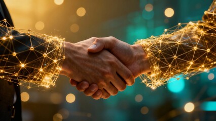 Digital technology concept showing business and economic growth through network connections, teamwork and secure data exchange, illustrating investment analysis, strategy planning, global partnership