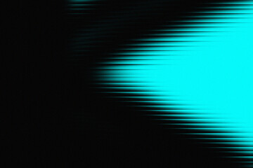 Bright cyan blue horizontal motion blur lines on dark background. Abstract turquoise light speed effect with glowing horizontal stripes