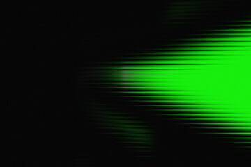 Horizontal green light streaks with digital line texture and futuristic aesthetic. Abstract neon green glow with horizontal scanlines and cinematic grain