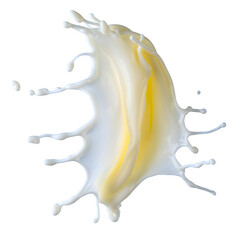 a splash of milk with a yellow tint on a black background