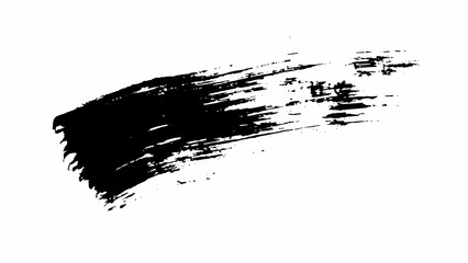 A grunge ink splat isolated on white. Black ink brush trace.