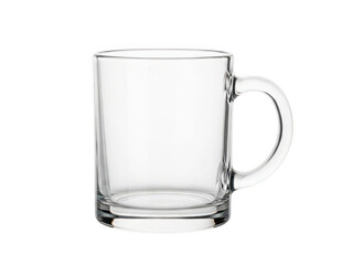 Clear glass mug isolated on transparent background