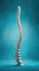 Obraz premium Elegant medical illustration of the human spine on a dark blue background