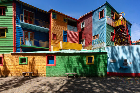Colorful houses in La Boca neighborhood Buenos Aires Argentina