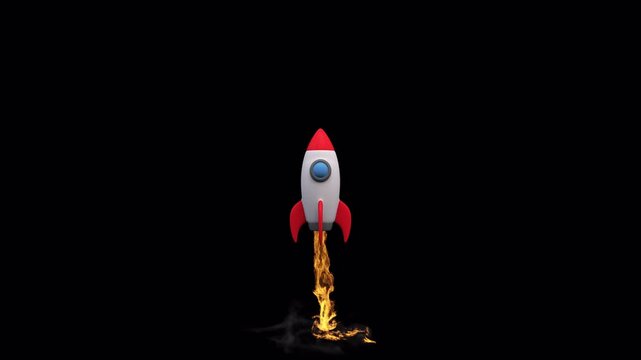 Cartoon rocket launch &ndash; with alpha channel.