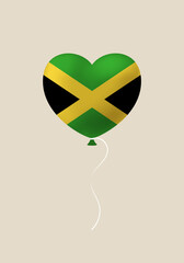 Jamaican Flag Heart Balloon Floating as a Symbol of National Pride, a Patriotic Vector Illustration for Celebration.