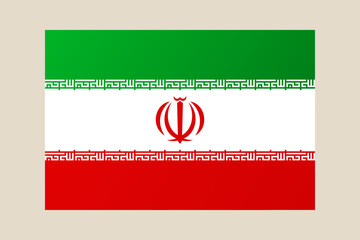Flag of Iran vector illustration displaying the national emblem and Takbir script in a patriotic official design.