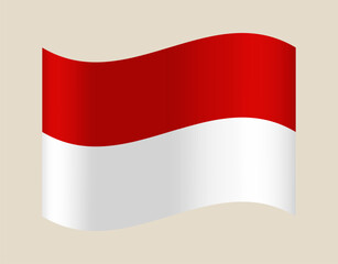 Obraz premium Indonesian Flag vector illustration waving gracefully in the wind on an isolated background for national day celebrations.