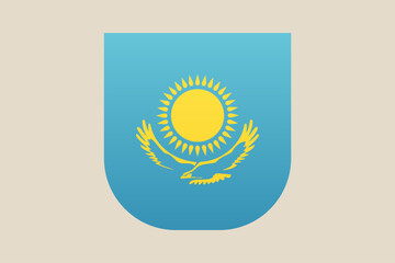 Flag of Kazakhstan represented as a vector shield icon, a national emblem for patriotic government and travel concepts.