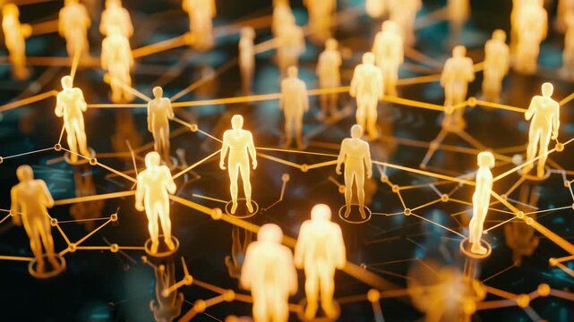 Digital artwork depicting individuals united in a network