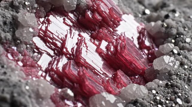 Close-Up of Polylithionite Crystal Formation with Quartz
