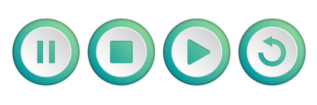 Music player buttons icon in flat style. Sound control vector illustration on isolated background. Media sign business concept.