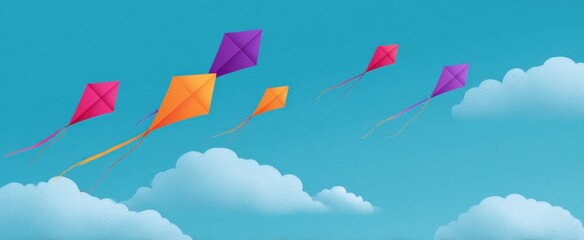 colorful kites gracefully ascending through a dazzling azure sky backdrop