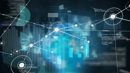 Animated financial graphs and futuristic tech interface video with glitch effect. - Powered by Adobe