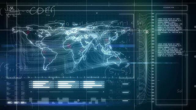 The mathematical formulae in this animation move over a grid on a black background