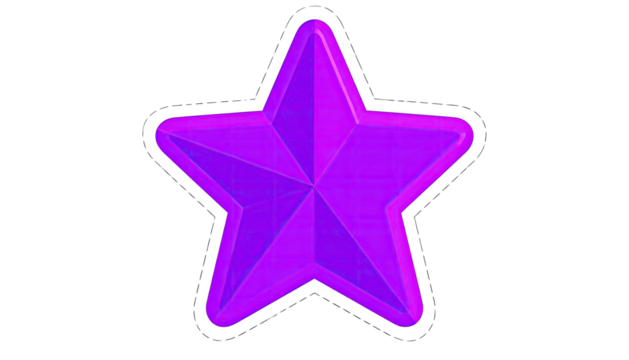 Isolated, radiant purple five-pointed star with a contrasting white outline against a black backdrop - Powered by Adobe