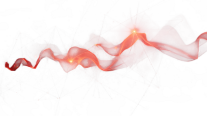 An abstract red background featuring hot red and white smoke shapes creates a romantic vector art illustration with ribbons and heart symbols for a Valentine celebration or holiday design