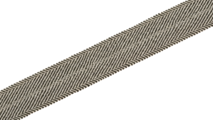Blank tweed tape strip mockup wool blend texture diagonal layout fabric pattern isolated on white background