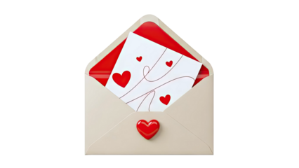 Envelope with Valentine's Day Card and Heart Emblem