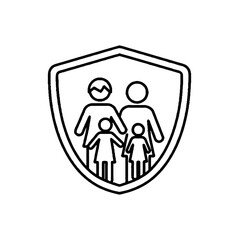 Fototapeta premium Family Safety Shield Icon – Protection, Security and Care Symbol