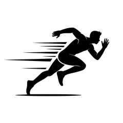 Silhouette of a Runner in Motion Vector Illustration isolated PNG with Transparent Background