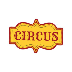Classic circus logo badge featuring illuminated border dots, decorative curves