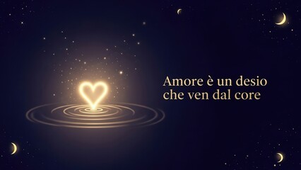 Artistic poster featuring light heart and ripples on dark blue background with Petrarch's quote