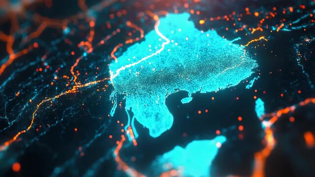 A vibrant digital artwork showcasing an underworld landscape with neon lights and a night cityscape theme.
