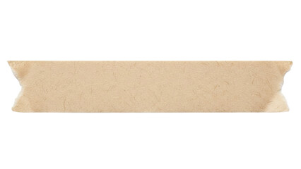 Blank unbleached paper tape strip mockup rough texture horizontal layout torn ends isolated on white background