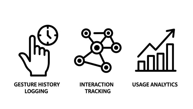 User Experience Tracking Icons for Gesture History Logging Interaction Monitoring and Usage Analytics