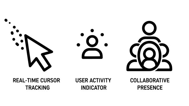 Collaborative Interface Icons for Real Time Cursor Tracking User Activity Indicators and Team Presence