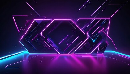 Neon sign with purple and blue lights