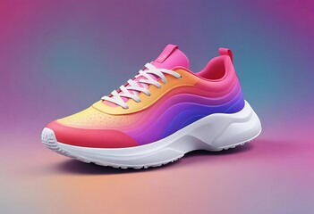 Colorful shoe with a white stripe