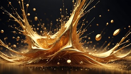 Gold splash of paint is on the ground