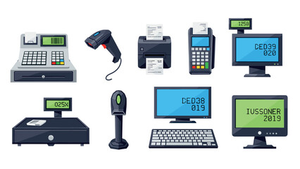 Modern cash register and pos equipment collection for efficient retail operations