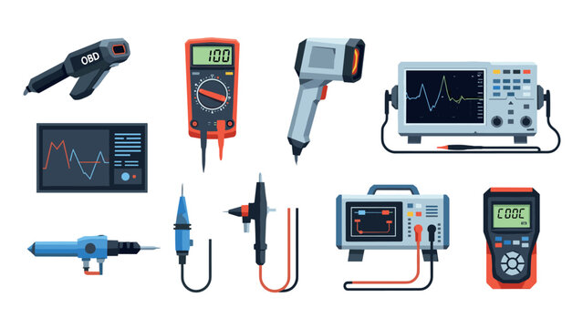Modern electronic test equipment set for measuring and diagnostics in technology and engineering