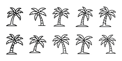Party celebration palm tree vacation line art icon set. Minimalist Holiday line art vector icons collection © Giri