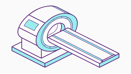 Isometric vector modern MRI scanner machine in a medical laboratory for healthcare technology infographics.