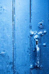 Blue weathered outside door