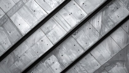Abstract geometric pattern of concrete panels with diagonal lines.