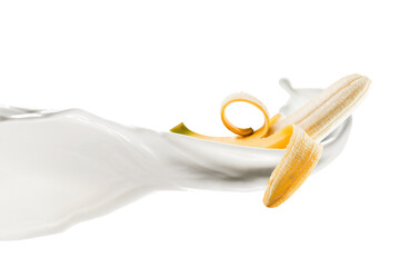 Milk Splash on Banana Fruit