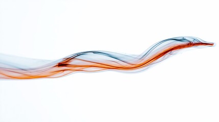 Artistic depiction of wisps of orange and blue smoke against a white background
