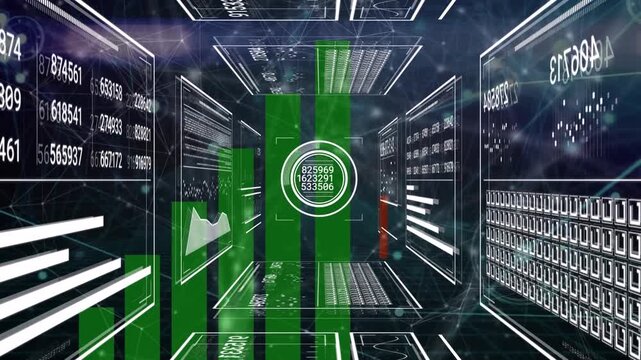 Animation of computer processing data on a transparent background