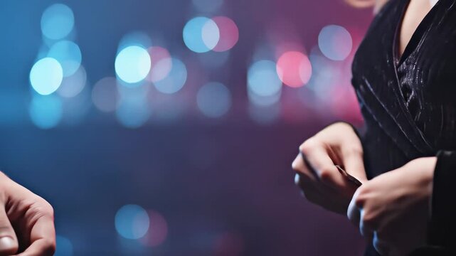 Nighttime Condom Exchange Between Hands In Night Club. 